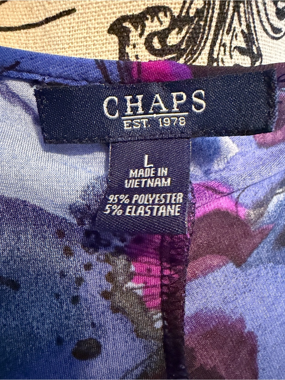 Chaps Purple and Blue Floral Faux-Wrap Midi Dress - Picture 6 of 6